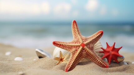 Fototapeta na wymiar Beach Creatures: Christmas Starfish Adorned with Ornaments