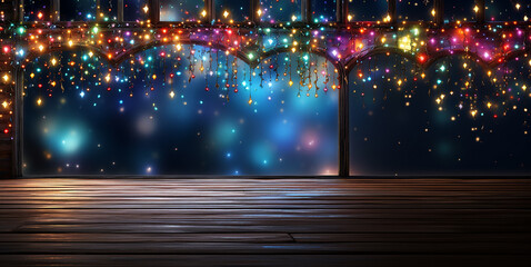 sfondo di lucine natalizie multicolore , colori arcobaleno, - obrazy, fototapety, plakaty