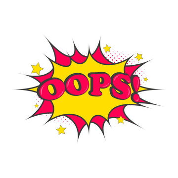 Comic boom, speech bubble oops icon. Oops vector graphic icon for web