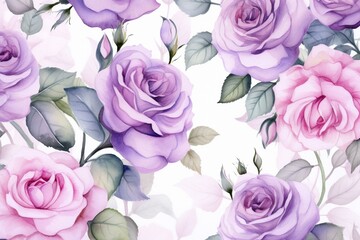 Seamless watercolor roses for versatile usage. Generative AI