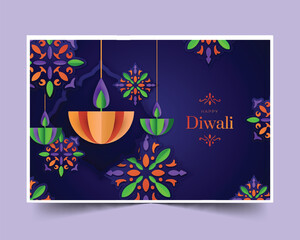 paper style diwali background design vector illustration