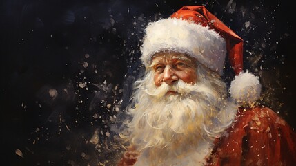 Santa Claus, rendered in impressionism style, copy space, generative ai