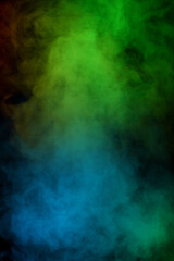 Red and green steam on a black background.