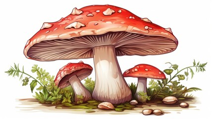 Illustration of a mushroom - obrazy, fototapety, plakaty