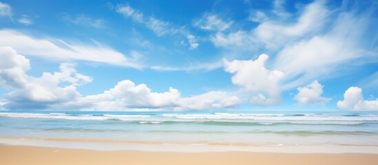 Fototapeta na wymiar Scenic beach with lovely overcast sky