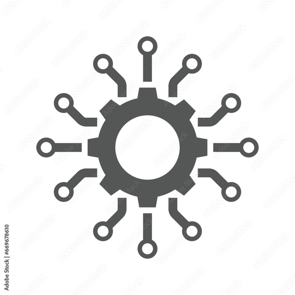 Wall mural data integration icon, framework or technology development, software or api. thin line symbol on whi