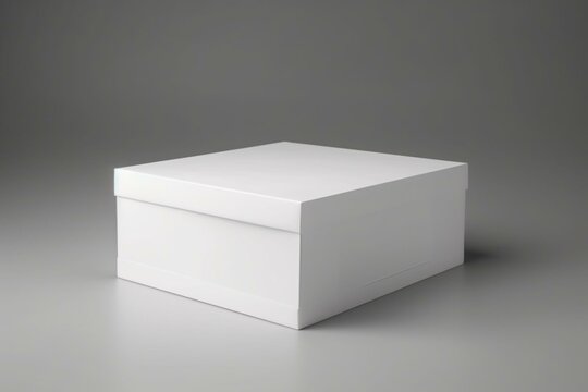 A 3D rendering of a blank box made of white cardboard, suitable for holding cards or various products. Generative AI