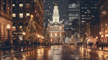 Foto op Canvas  Boston: Old State House Decked Out for the Holidays © Sandris_ua