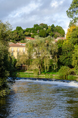 Fototapeta na wymiar View of the Arnoia river in the town of Allariz. Ourense. Galicia, Spain
