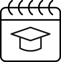 Academic Square Cap on Calendar Modern Line Icon. Perfect for design, infographics, web sites, apps.