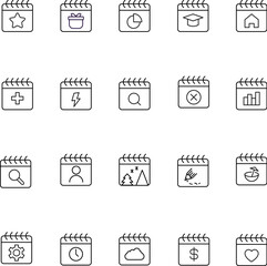 Calendars Vector Line Icons Set. Perfect for design, infographics, web sites, apps.