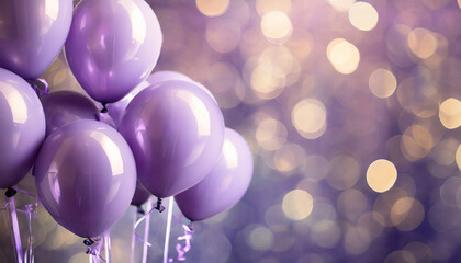 elegant lavender purple balloon backdrop chic party decor in shades of purple with bokeh