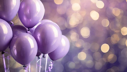 Poster elegant lavender purple balloon backdrop chic party decor in shades of purple with bokeh © Mary