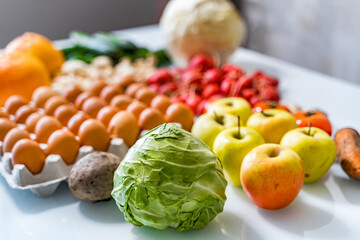 A Colorful Harvest of Fresh Produce. An assortment of fruits and vegetables on a table