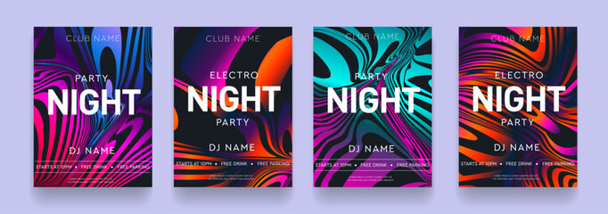 Abstract Background Psychedelic Optical Art with 3d Fluid Stripes. Trendy Neon Waves for Dance Party, Club Invitation, Festival Poster, Cover, Banner, Flyer. Modern Sport Pattern Vector Illustration.