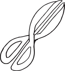 Scissors in hand drawn doodle style. Sketch. Isolated on a white background. Vector illustration.