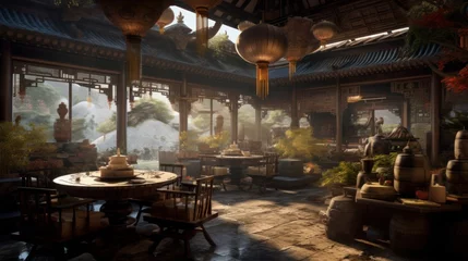 Rolgordijnen Traditional Japanese/Chinese Tea House © Erox