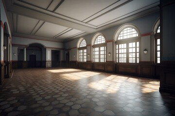 3D render of a historic hall from the past. Generative AI