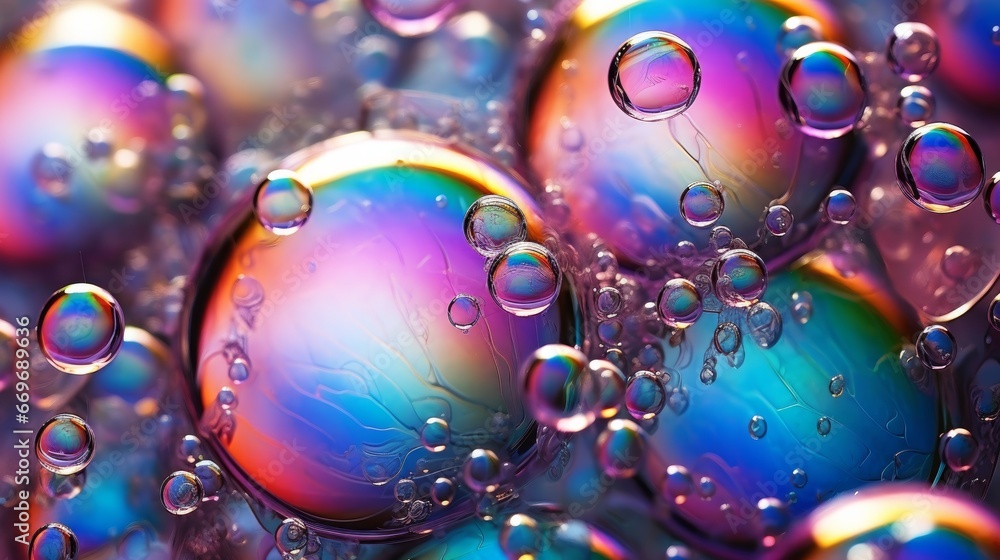 Aufkleber a close-up view of stunning and abstract soap bubbles, presenting a captivating background pattern i