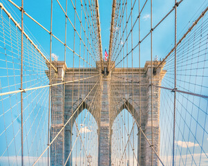 Brooklyn Bridge New York with blue sky