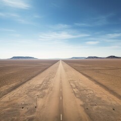 Fototapeta na wymiar aerial view of a road in a desert