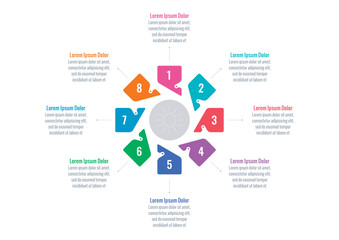 circular infographic template. eight options infographic template. education, internet, annual report, business, magazine infographic template