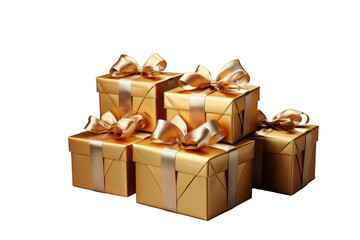 Luxurious Gold Gift Ensemble Gleaming Boxes with Ribbon