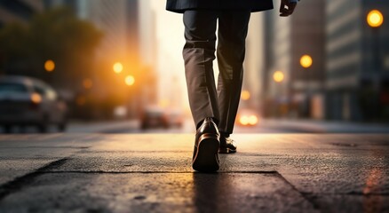 Journey to Success: Businessman's Steady Stride Towards His Goals. Generative ai