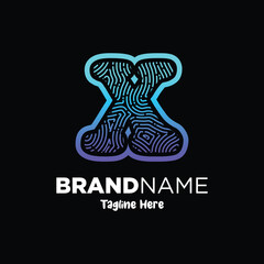 Letter X Fingerprint Logo Design Template Inspiration, Vector Illustration.