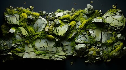 Pedras cobertas de musgo na natureza