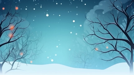 Winter landscape with bare trees and snow. AI Generated