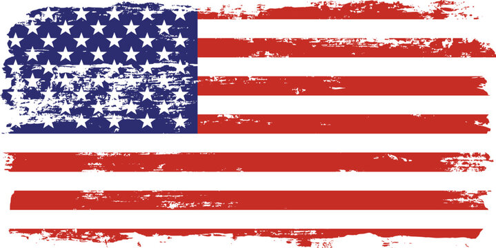 Grunge USA Flag. American flag brush paint texture. Distressed US symbol, United States flag Vector Illustration for Celebration Holiday 4 of July American President Day, star and stripes.