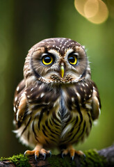 Fototapeta premium portrait of a cute owl on a branch. generative a