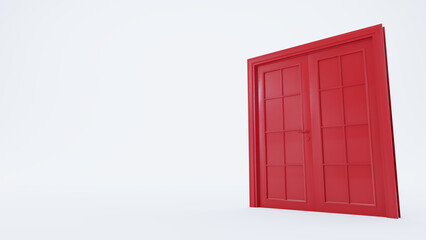 3D render of red colosed door isolated on white background