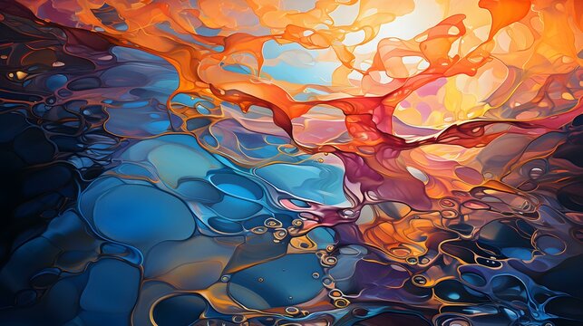 Água, óleo e cores abstratas