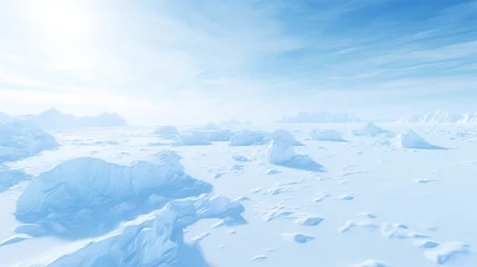 Photo sur Aluminium Antarctique Snowy desert terrain on a sunny day. Illustration for cover, card, postcard, interior design, brochure or presentation.