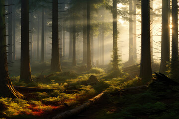 Sylvan Serenity: Sunlight in the Dense Forest