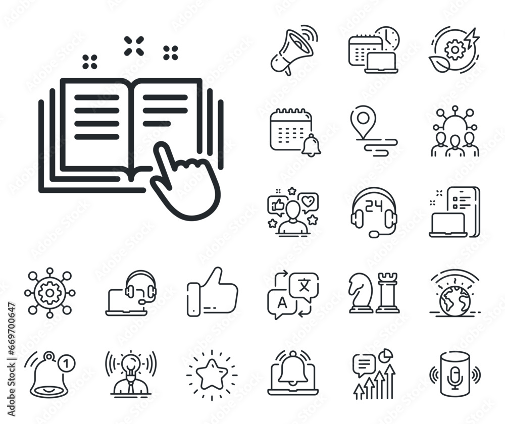 Aufkleber instruction sign. place location, technology and smart speaker outline icons. technical documentatio