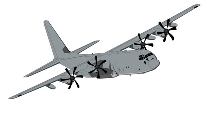 USMC C-130J Editable Vector Illustration - For Patches, Banners and Posters