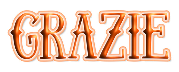 Grazie - thank you written in italian - orange - ideal for cricut, silhouette, website, e-mail, presentation, advertisement, image, poster, placard, banner, postcard, ticket, logo,	

 - obrazy, fototapety, plakaty