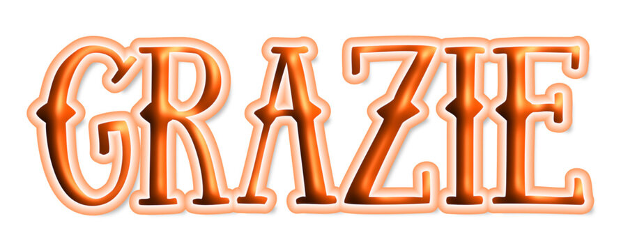 Grazie - thank you written in italian - orange - ideal for cricut, silhouette, website, e-mail, presentation, advertisement, image, poster, placard, banner, postcard, ticket, logo,	

