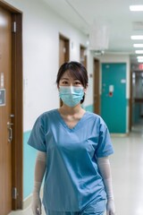 Fototapeta na wymiar Nurse(s) standing in hospital hallway