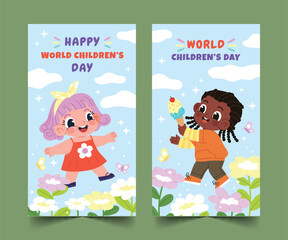 flat banners collection world children s day celebration design vector illustration