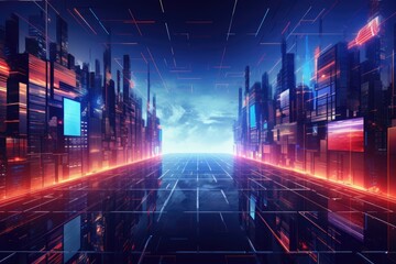Obraz premium Futuristic neon city background 