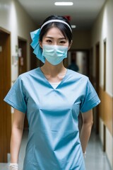 Nurse(s) standing in hospital hallway