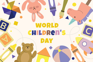 Obraz na płótnie Canvas flat background world children s day celebration design vector illustration