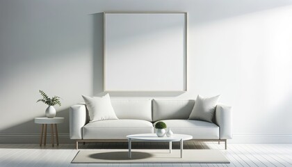 Modern Living Room Art Canvas Mockup with Minimalist Design
