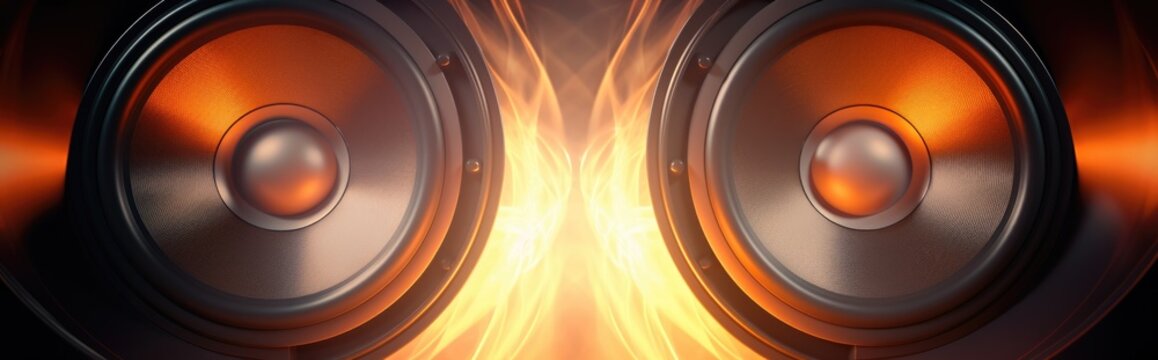 Abstract image of loudspeakers. Music and creativity. Audio player.