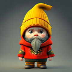 Red-Sweatered Gnome with a White Beard and a Yellow Cap