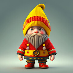 Yellow and Red Sweatered Gnome with White Beard and Yellow Cap